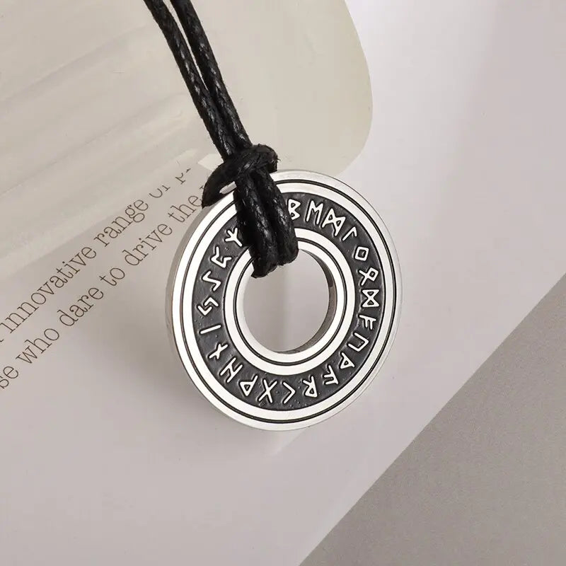 Nordic Rune Compass Necklace — Stainless Steel