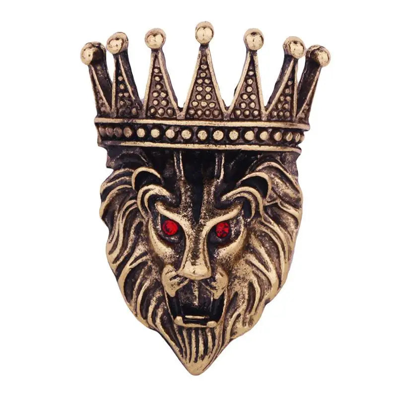 Vintage Lion Crown Brooch — Lapel Pin for Suit & Shirt Collar