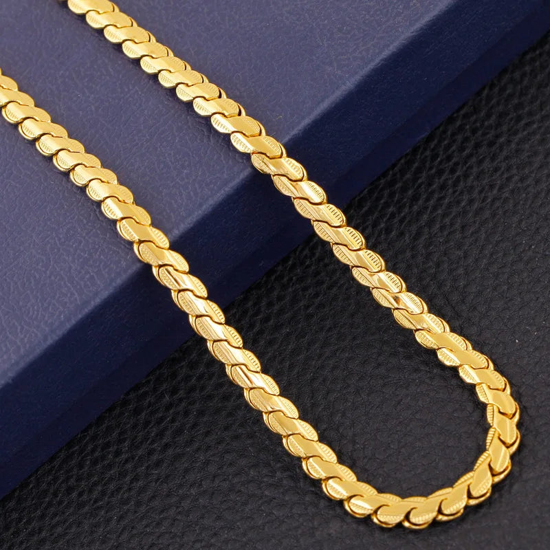 Luxury 24K 9999 Pure Gold real gold Men's and Women's Cuban Necklace Clavicle Chain Thick Necklace