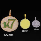 Iced Out Letter Pendant Necklace Disc CZ
