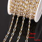 0.5m/1m Gold Plated Stainless Steel Black Enamel Paperclip Link Chain for DIY Punk Choker Necklace Jewelry Craft Making Decor