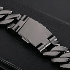 NUOYA Hip Hop Jewelry 36mm Brass CZ Ice Chain Thick Cuban Necklace Men's Pure Black Bracelet Premium Gift