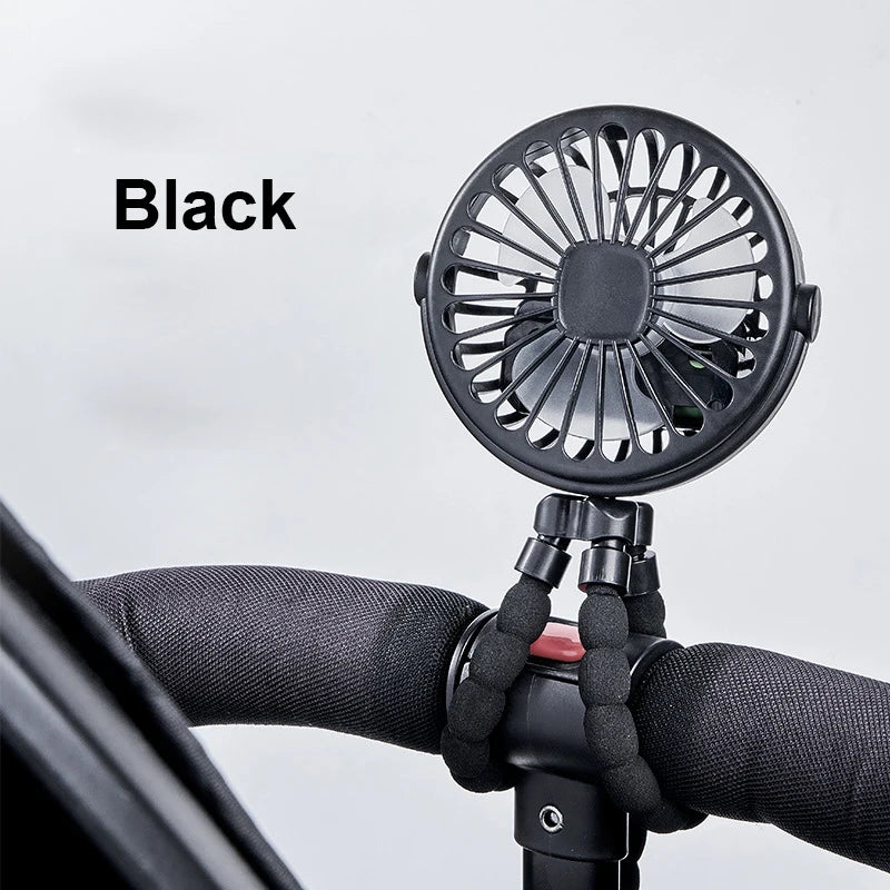 Portable Stroller Fan Mini Baby Clip Fan Smart Octopus Handheld Fan 360° Rotate Bike Car Tripod Fan Rechargeable Clip