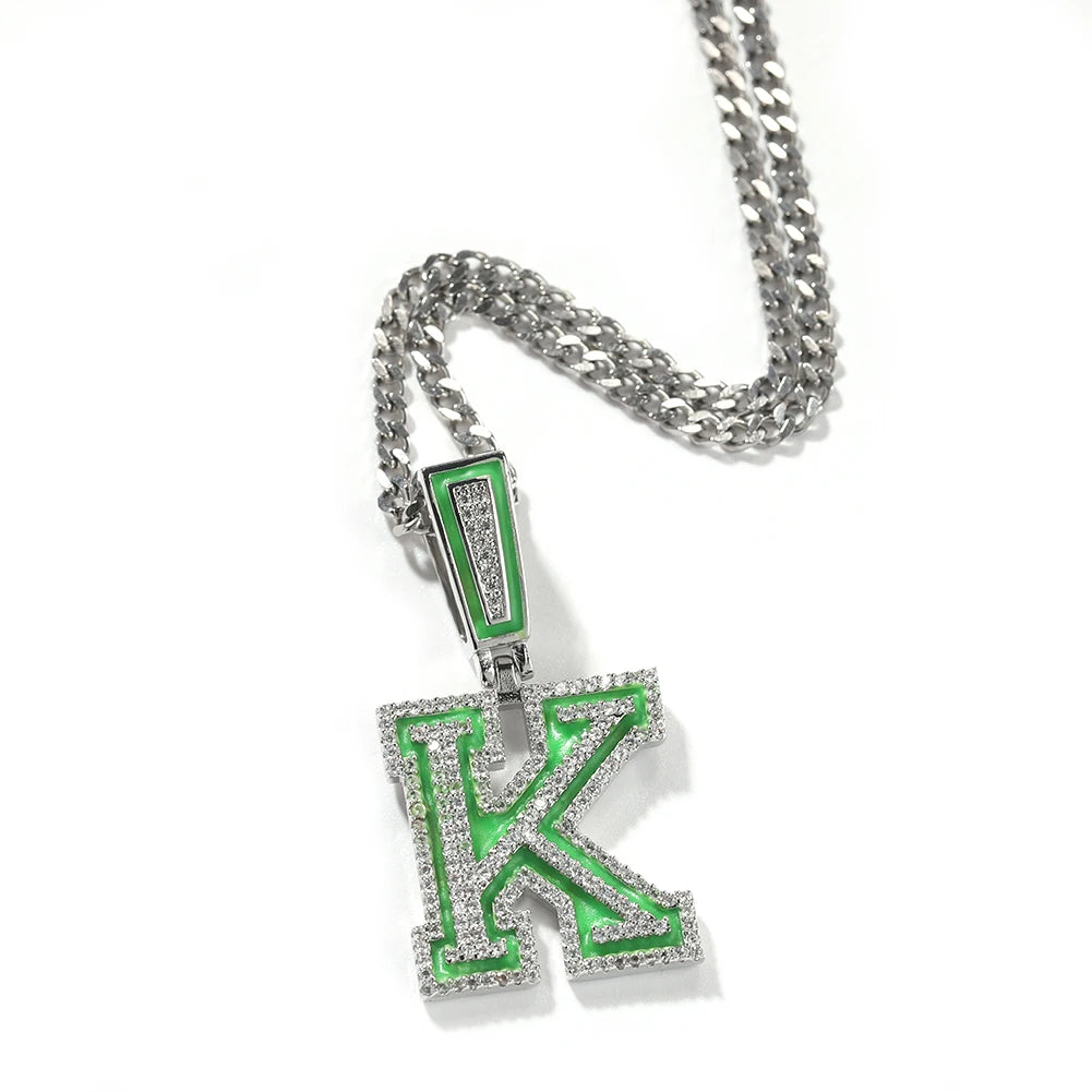 THE BLING KING Custom Fluorescent Name Pendant Necklace Iced Out Cubic Zirconia Chain Necklace Hiphop Punk Jewelry For