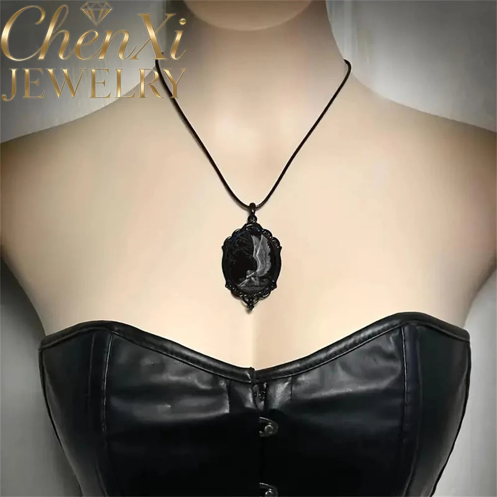High-End Angel Wings Elliptical Lace Glass Pendant Luxury Quality Fashion Jewelry Exquisite Elegant Charms Popular