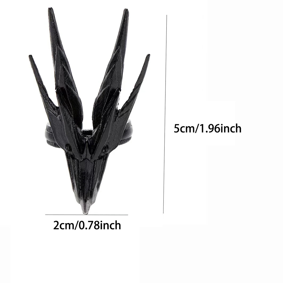 1 PCS Dark Black Retro Hollowed Out Alloy Black Dragon Head Open Ring For Men's Halloween Party Ring