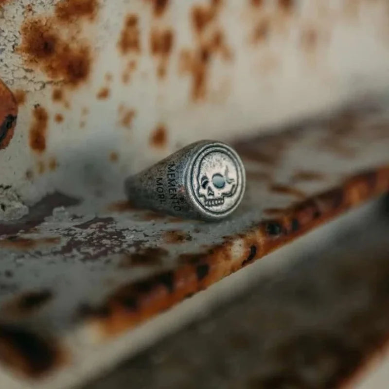 Memento Mori Ring — Stainless Steel Silver
