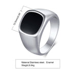 12.5mm Black Square Signet Ring — Stainless Steel