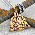 Viking Witch Celtic Knot Pendant Necklace Rune Stainless Steel Men Chain Odin Gothic Necklace Protection Amulet Jewelry