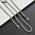 BTEN 2020 Classic Rope Chain Men Necklace Width 2/3/4/5 MM Stainless Steel Figaro Cuban Chain Necklace For Men Women Jewelry