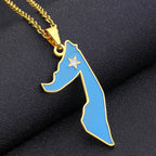Somali Enamel Pendant Necklace — Stainless Steel