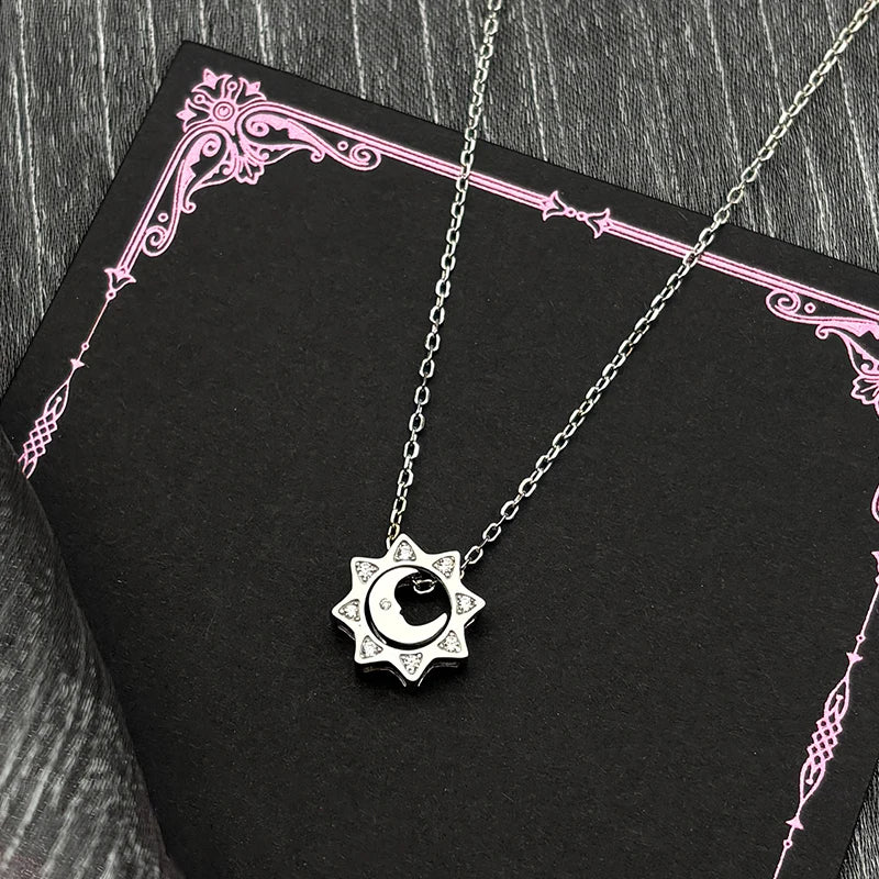 Iced Out Moon Silver Pendant Sterling Zircon Sun