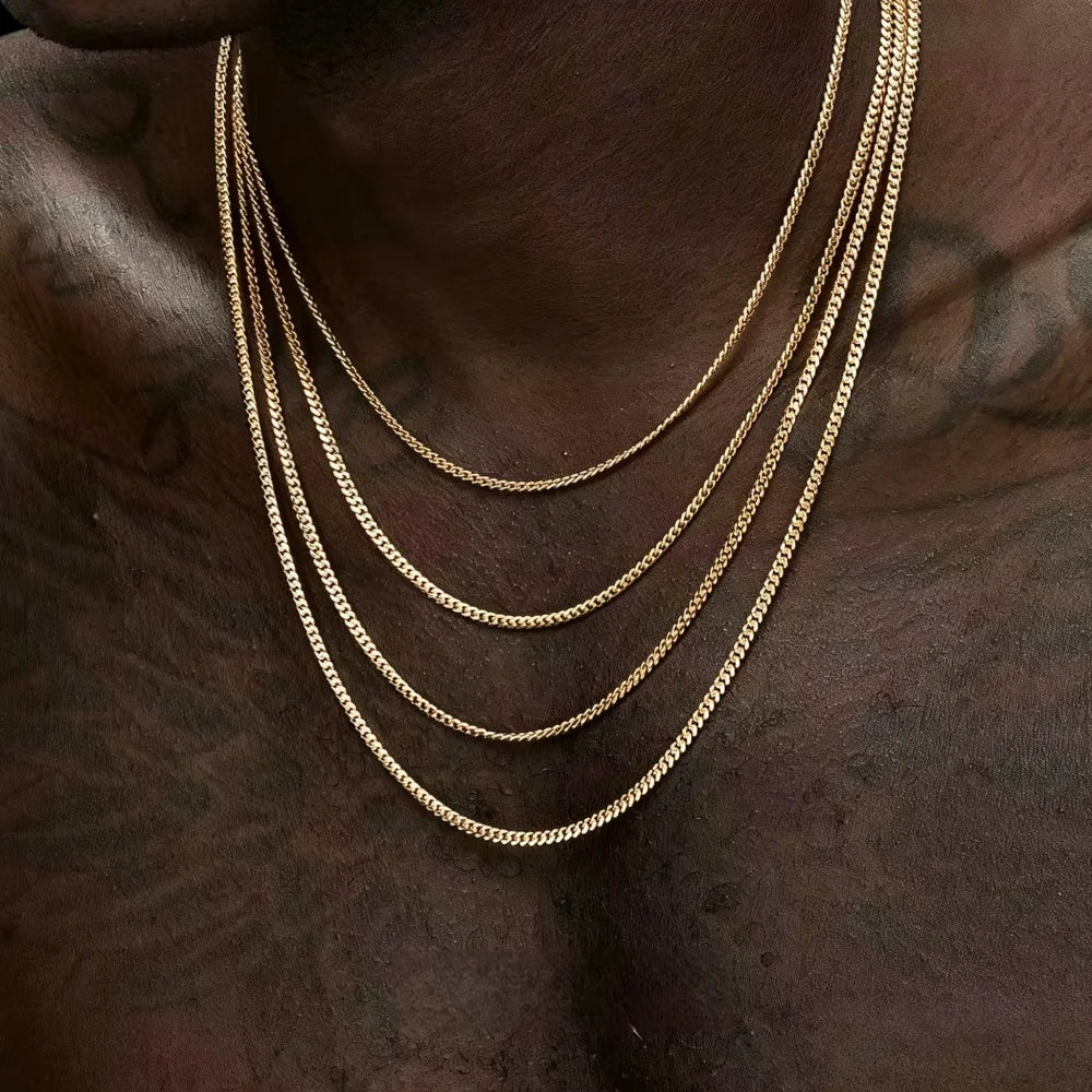 3.5mm Silver Color Stainless Steel Cuban Chain Necklace Hip Hop Men Necklace Simple Jewelry Necklace For Women