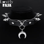 Moon Crescent Black Pendant Necklace — Stainless Steel