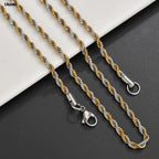 1 piece Gold Black silver Width 2mm/3mm/4mm Rope Chain Necklace/Bracelet For Men Women Man Fashion Chain Necklace