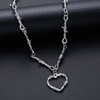 Barbed Wire Iron Heart Choker — Stainless Steel