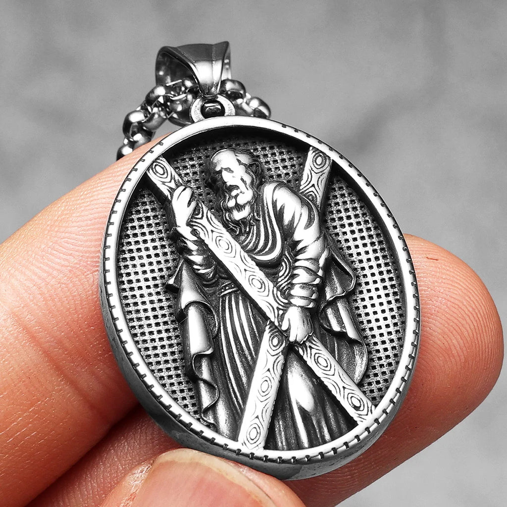 Saint Andrew Pendant Necklace Stainless Steel