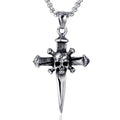 Cross Skull Pendant Necklace — Stainless Steel
