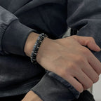 6mm Tiger Eye Beads Strand Bracelets Men Women Charm Stainless steel Chain Colorful Natural Stone Bracelet Male Jewelry