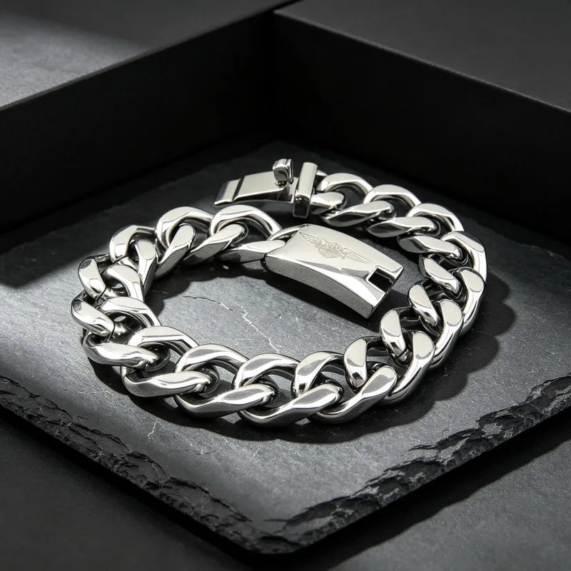 Men Bracelet for Man Stainless Steel Minimalism 13MM Curb Link Chain Men's Bracelets On Hand Bands Jewellery
