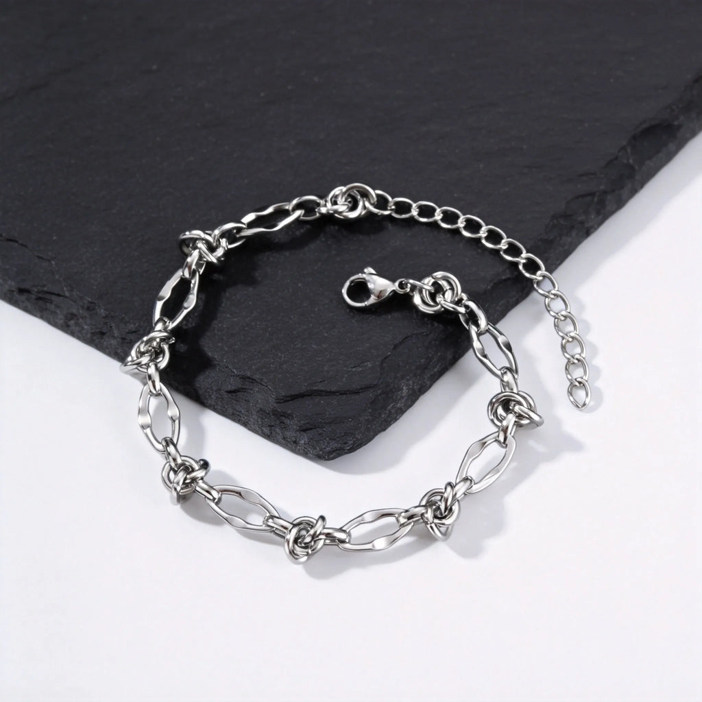Rock Punk Thorn Knot Chain Bracelet for Men,Hip Hop Stainless Steel Adjustable Chain Wristband,Birthday Male Jewelry