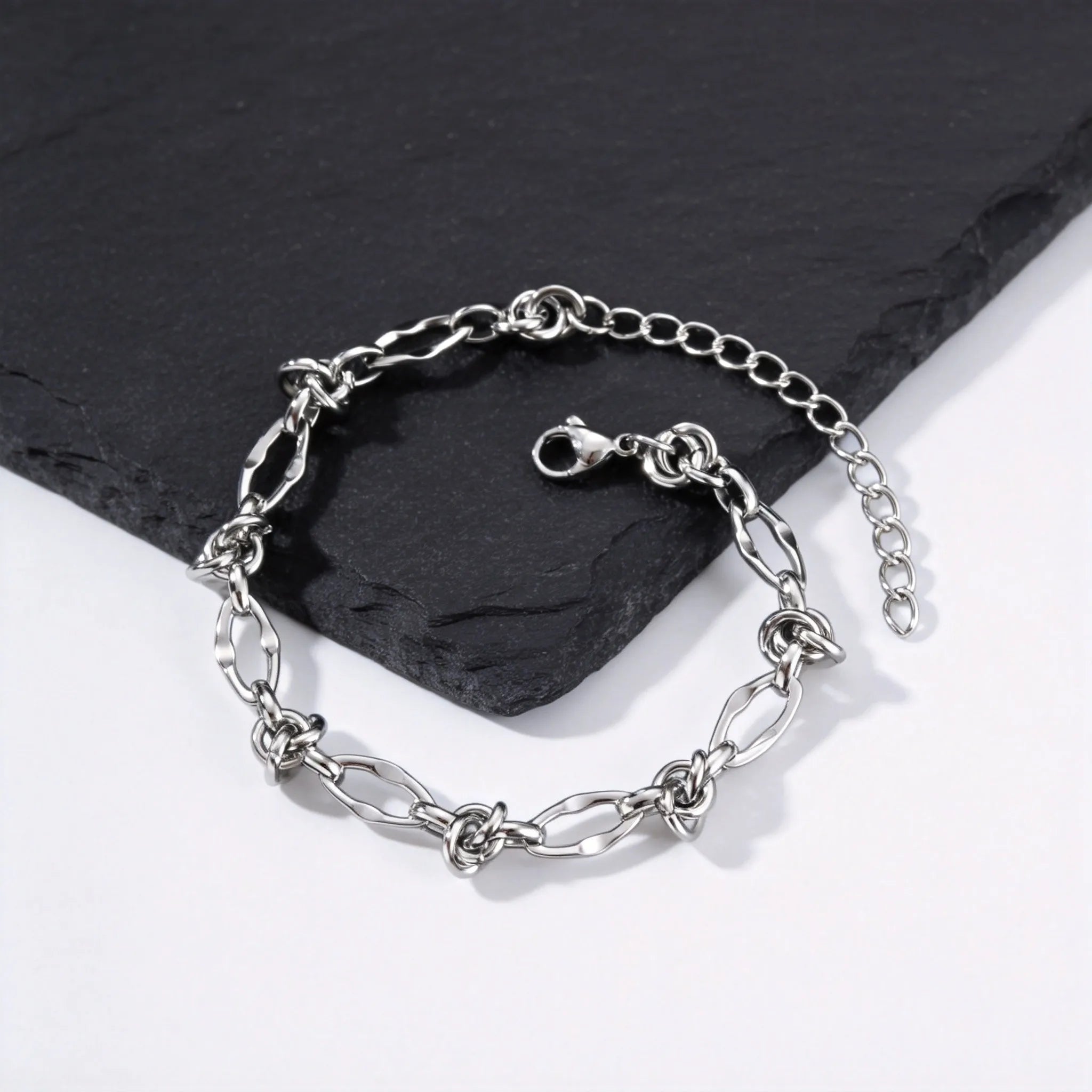 Rock Punk Thorn Knot Chain Bracelet for Men,Hip Hop Stainless Steel Adjustable Chain Wristband,Birthday Male Jewelry