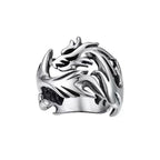 Fashion Punk Stainless Steel Fire Dragon Rings For Men Women Hip Hop Biker Vintage Vikings Animal Ring Amulet Jewelry