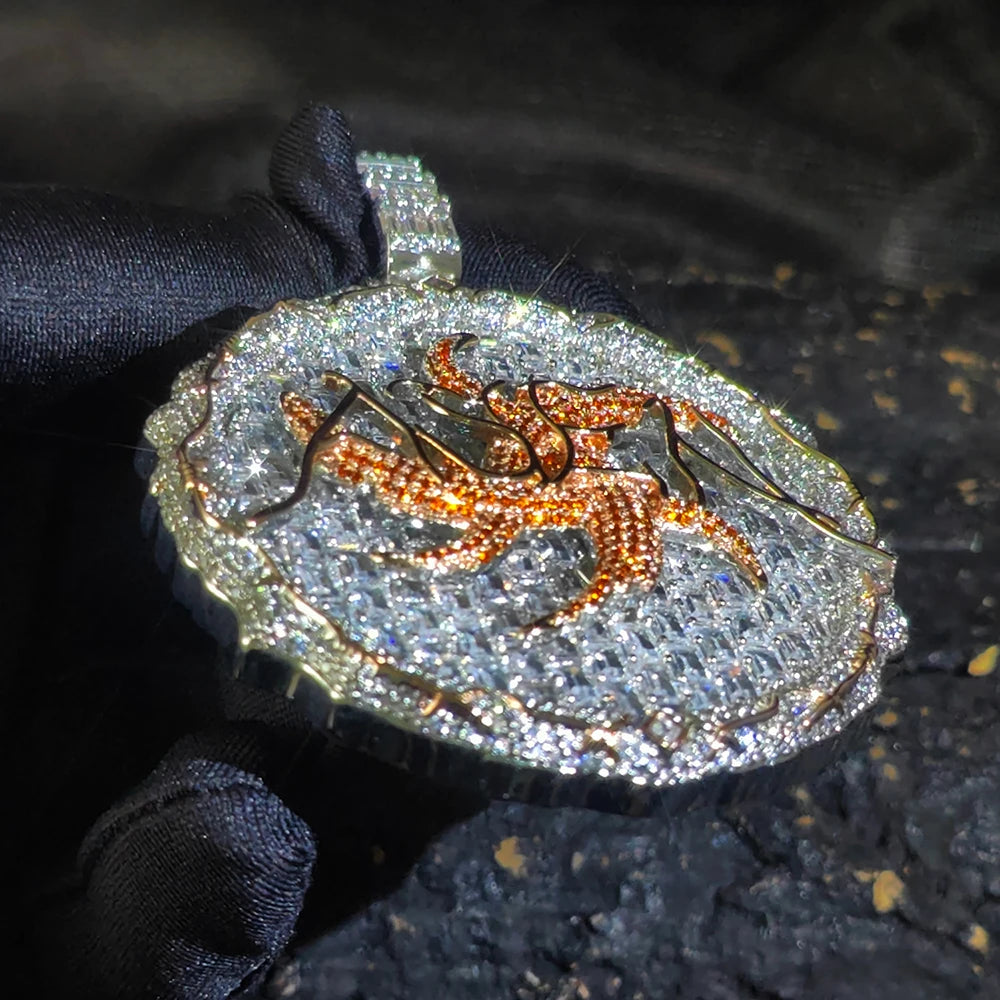Iced Out Pendant Necklace Colorful Zircon Disc