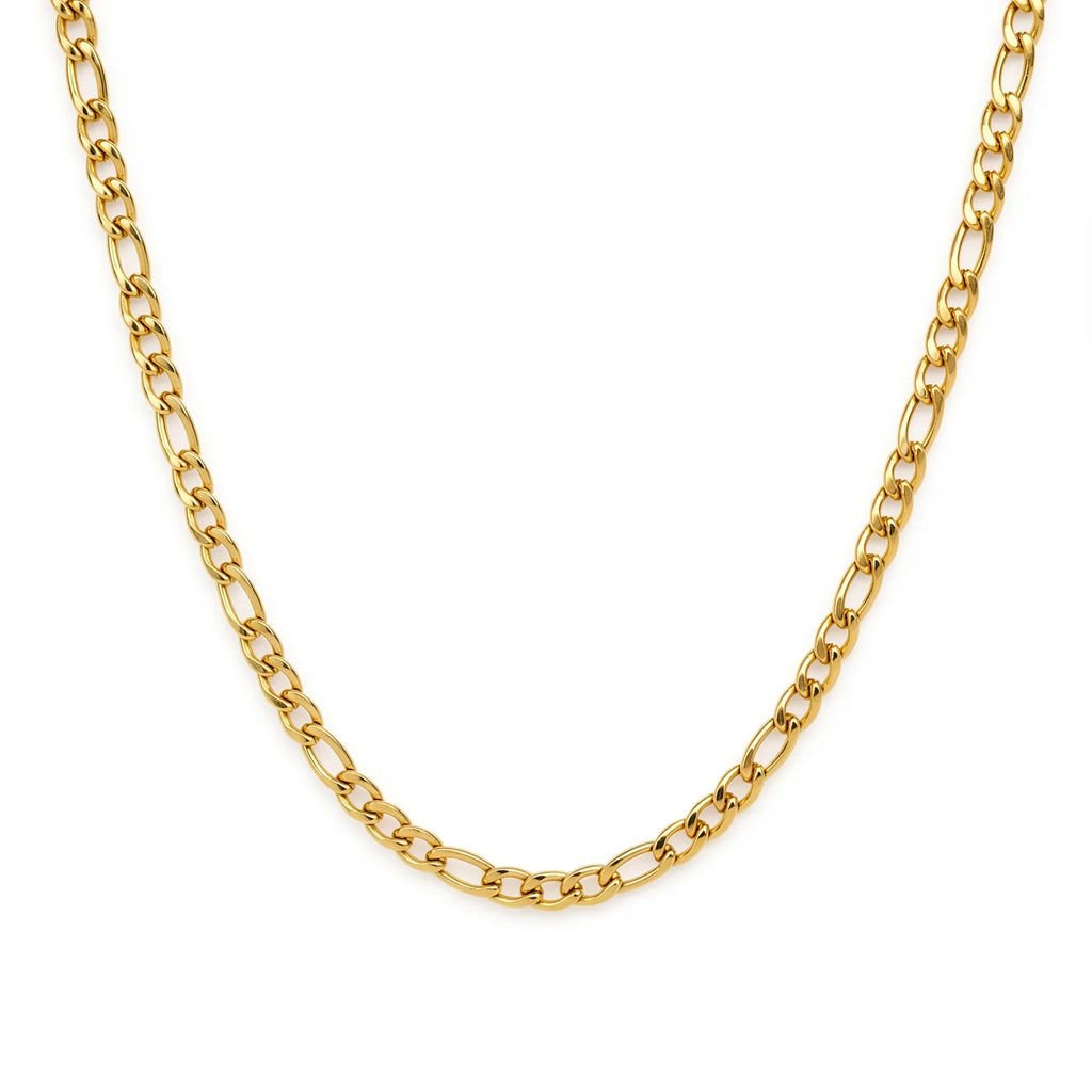 Necklace for man Stainless Steel Figaro Chain 58cm, Non-Tarnish NK 3:1 Link Necklace, Waterproof Minimalist Hip Hop Jewelry