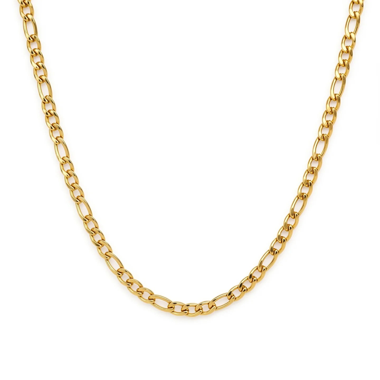 Necklace for man Stainless Steel Figaro Chain 58cm, Non-Tarnish NK 3:1 Link Necklace, Waterproof Minimalist Hip Hop Jewelry