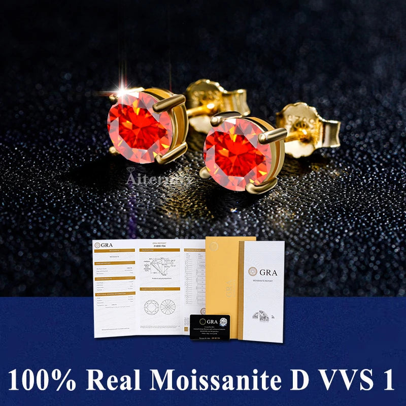 Moissanite Studs Earrings Pass Diamond tester Pen For Men Women 18K Platinum Plated Bride Wedding Gemstone 925 Silver Earrings