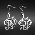 Two-Tone Earrings Hollow Musical Note Drop Lovers
