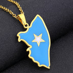 Somali Enamel Pendant Necklace — Stainless Steel