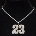 Number 23 Iced Out Pendant Necklace — 13mm Cuban Chain
