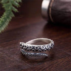 Cool Animal Octopus Rings Simple Punk Gothic Deep Sea Squid Octopus Fashion Jewelry Open Adjustable Antique Silver