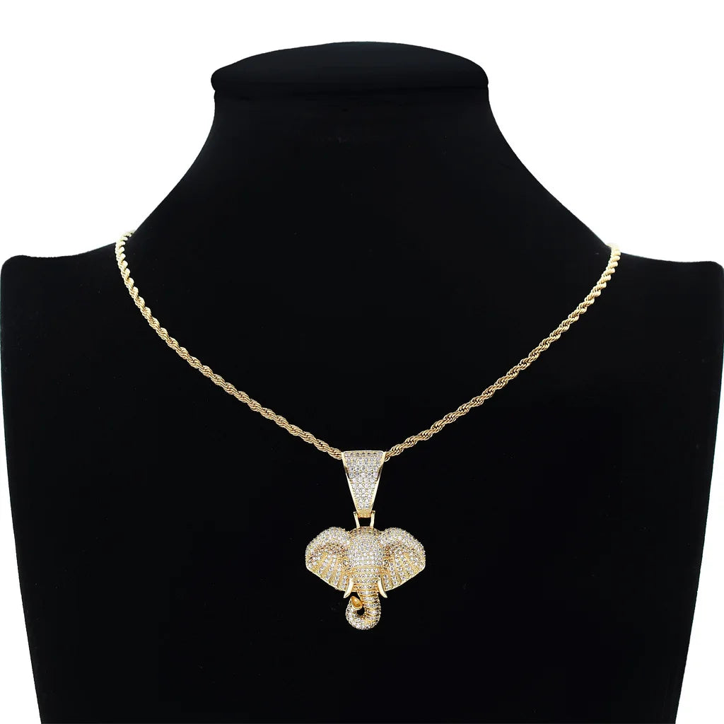 Gold Elephant Pendant Necklace Statement