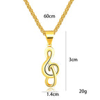 Gold Music Notation Box Chain Pendant Necklace