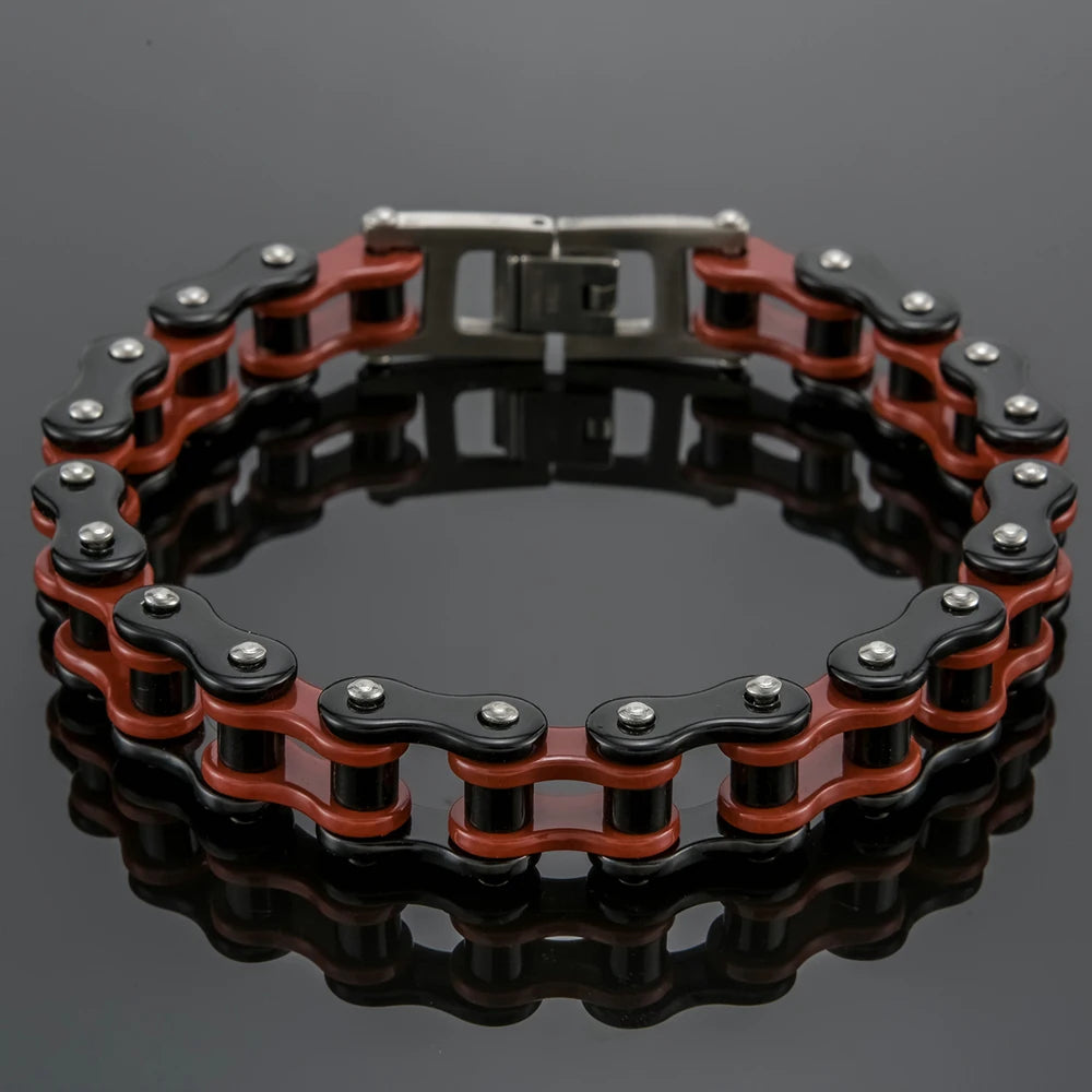 13MM Wide Men's Motorcycle Chain Bracelet Stainless Steel Bicycle Link Design Man Bracelets for Men Punk Rock Jewelry 9