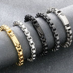 Vintage Cool 316L Stainless Steel Bracelet for Man 8MM Width Box Link Chain Cuff Bangle Classy Mens Boys Birthday