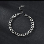 3-7mm Chunky Miami Curb Chain Bracelet for Men, Stainless Steel Cuban Link Chain Wristband Classic Punk Heavy Male