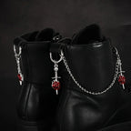2Pcs Gothic Red Rose Sword Boots Chain Silver Metal Removable Shoe Chain Punk Boots Decorative Accessories Decoration
