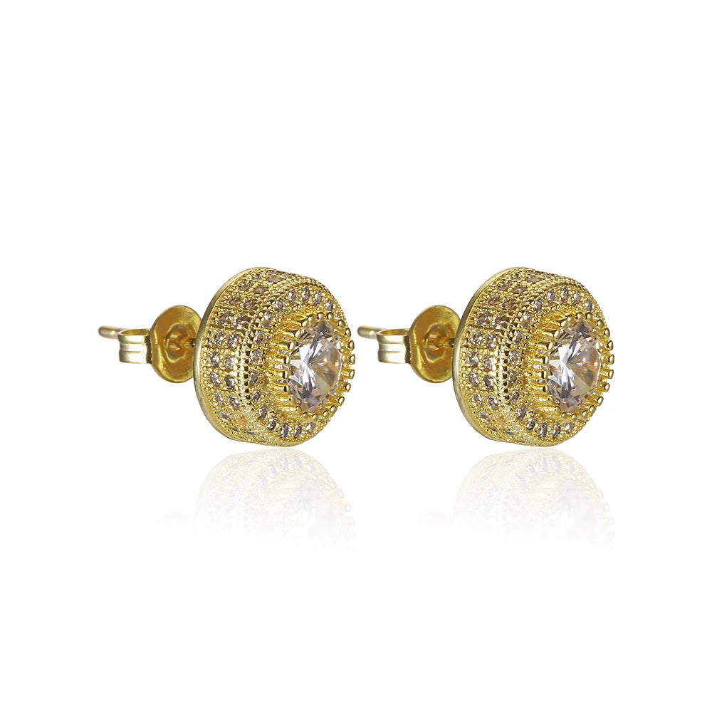 Iced Out Dollar Sign Stud Earrings Stainless Steel