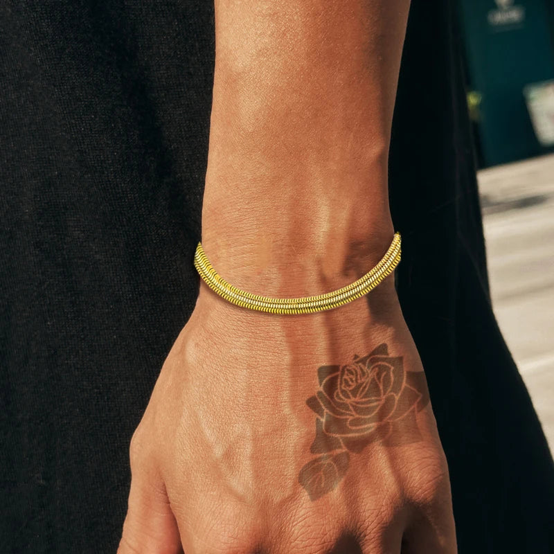 Gold Snake Bracelet Adjustable Statement