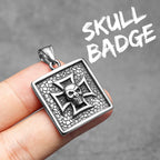 Cross Skull Badge Pendant Necklace Stainless Steel