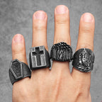Cross Bible Ring Black — Stainless Steel
