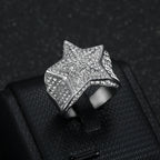 Men's five pointed star Rings Black Punk Crusaders Band Rings rhinestone for Mens Stainless Steel Signet Rings Jewelry