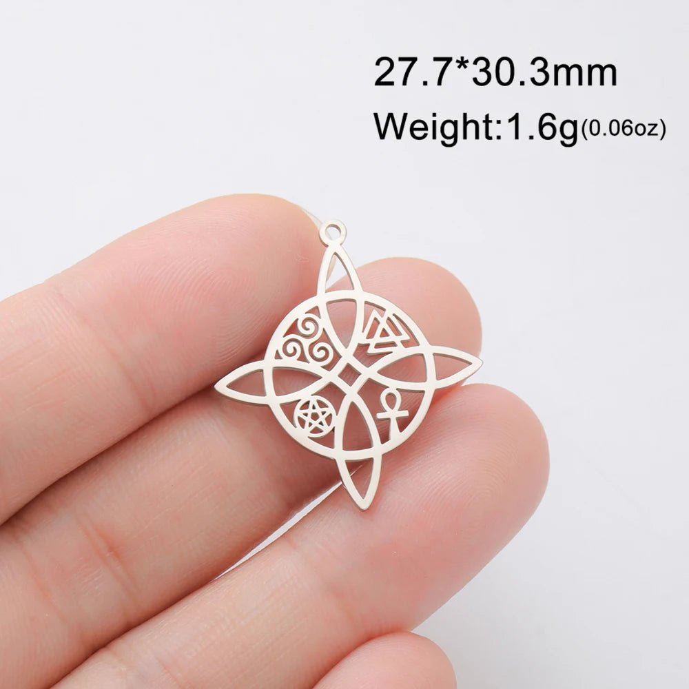 Trinity Witch Knot Charm Pendant — Steel