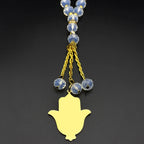 Hamsa Hand Evil Eye Lotus Pendant Necklace — Gold-Tone Steel