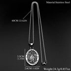 Archangel Saint Michael Pray for Us Stainless Steel Chain Necklace for Women Men Silver Color Oval Pendant Necklaces