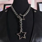 Gothic Personality Punk Necklace Long Gothic Bat Pendant Necklace Exaggeration Sweater Chain Jewelry Halloween Party Accessories